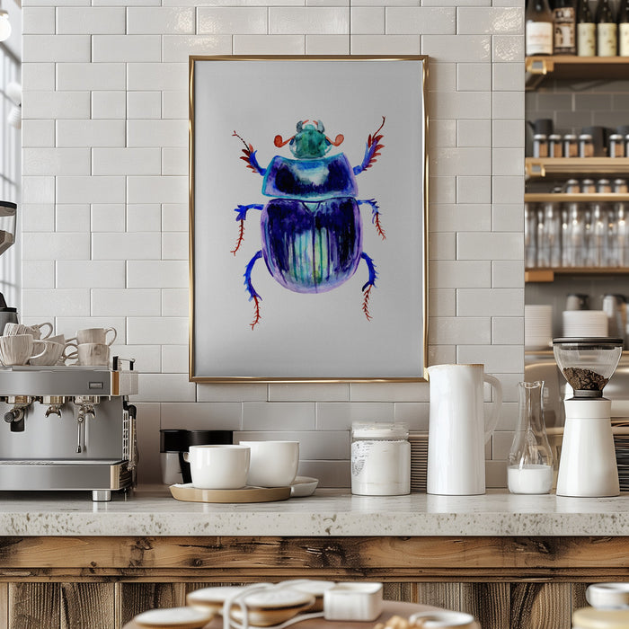 Earth-boring dung beetle or Anoplotrupes stercorosus Framed Art Modern Wall Decor