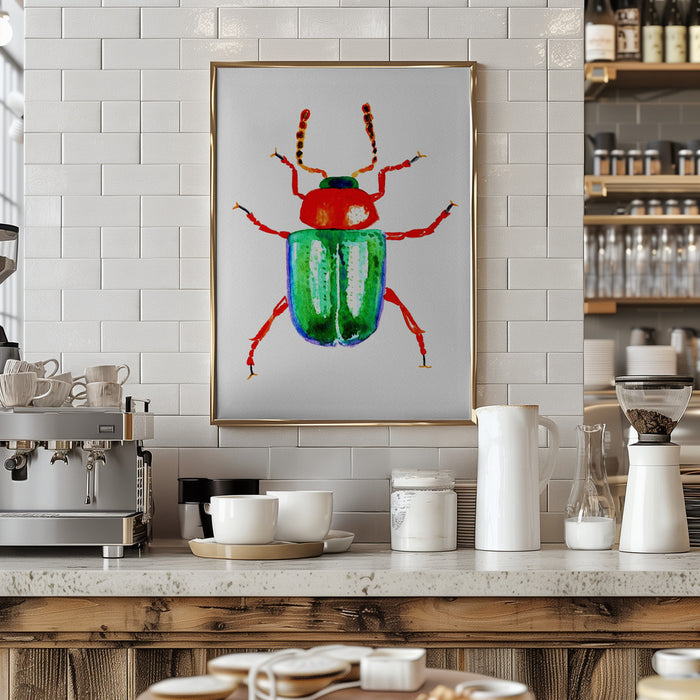 Knotweed beetle or Gastrophysa polygoni Framed Art Modern Wall Decor