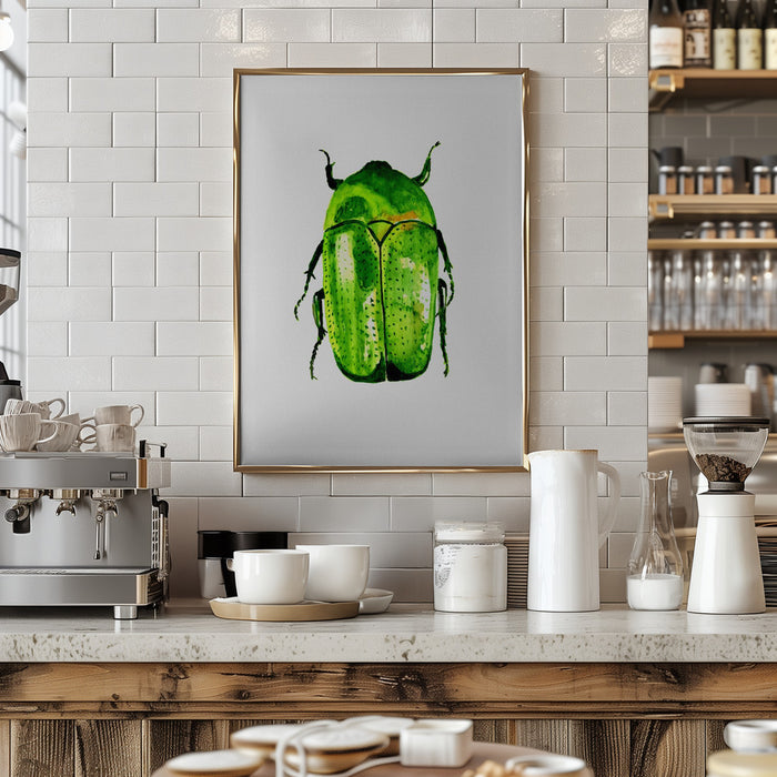 Green June beetle or Cotinis nitida Framed Art Modern Wall Decor