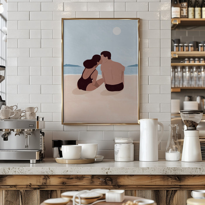 First Kiss Framed Art Modern Wall Decor