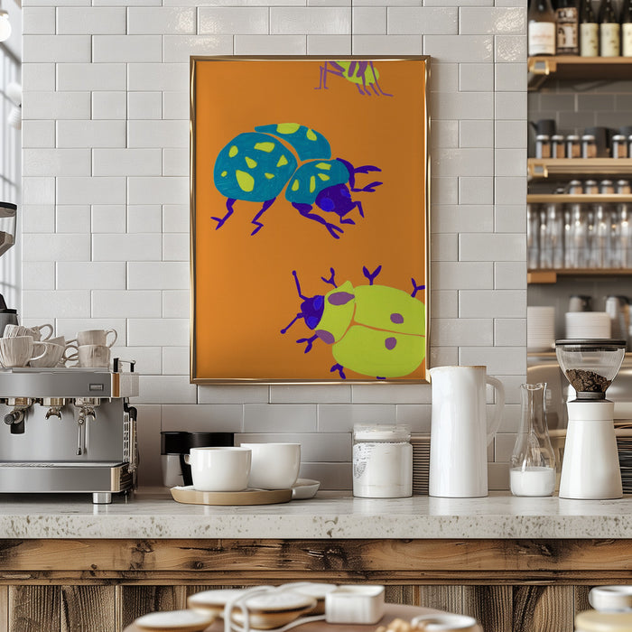 Sunny Ladybugs Framed Art Modern Wall Decor