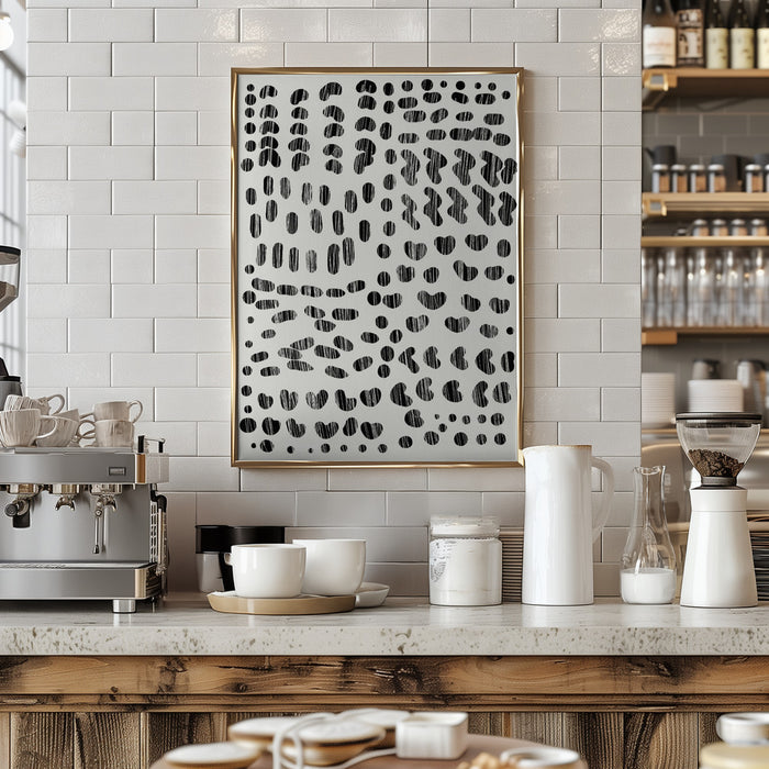 Dots and Strokes Framed Art Modern Wall Decor