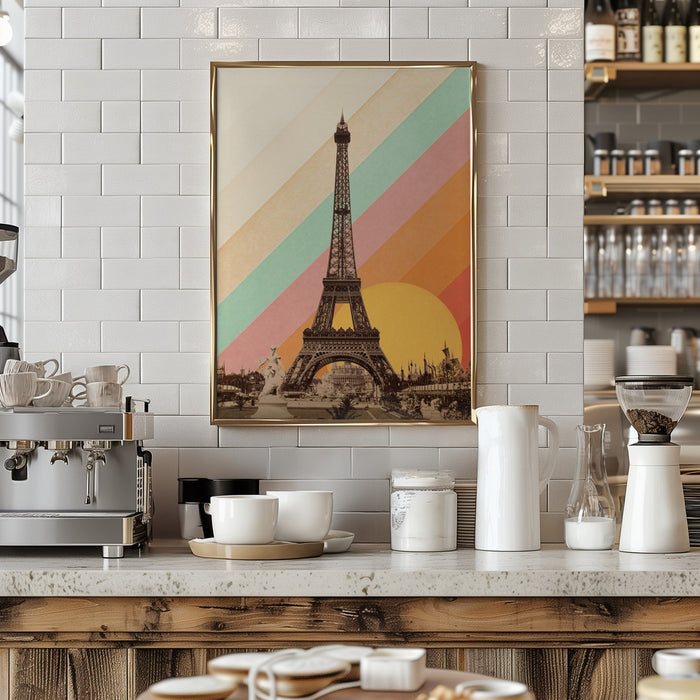 Eiffel Tower Rainbow Framed Art Modern Wall Decor