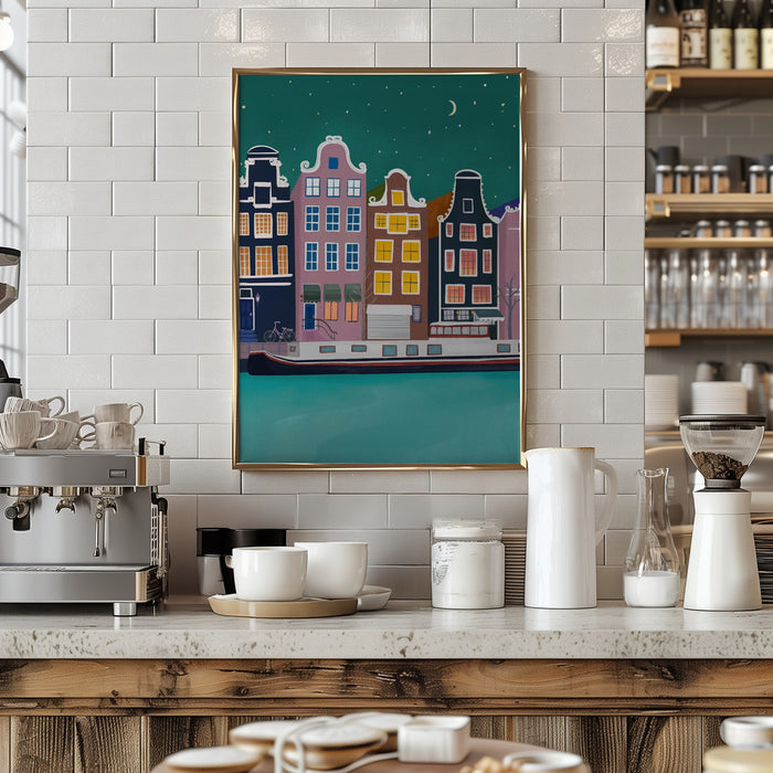 Amsterdam by night Framed Art Modern Wall Decor