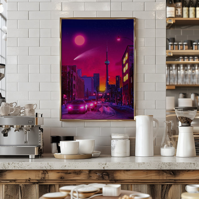 Neon City Framed Art Modern Wall Decor