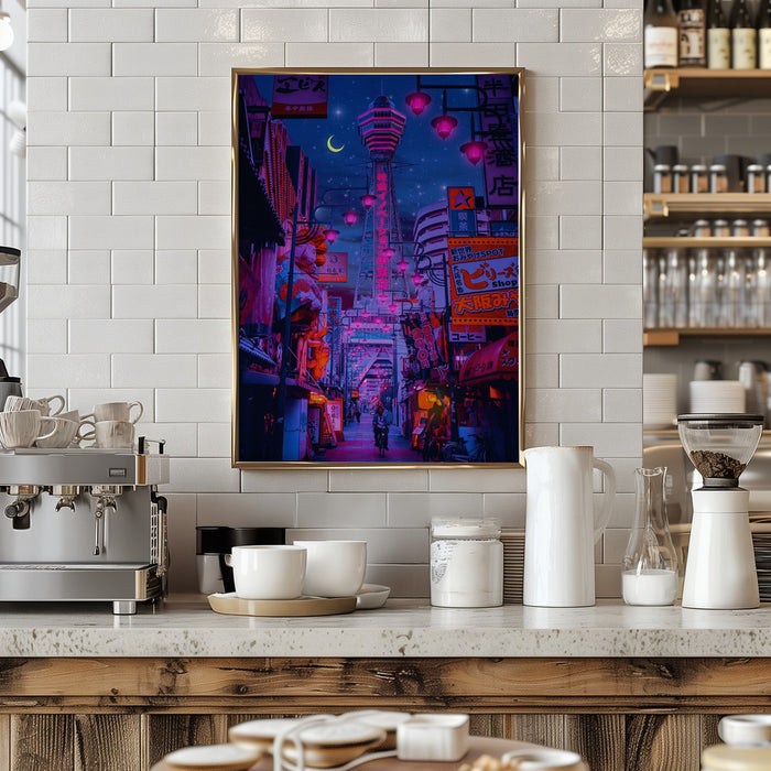 Osaka Lights Framed Art Modern Wall Decor