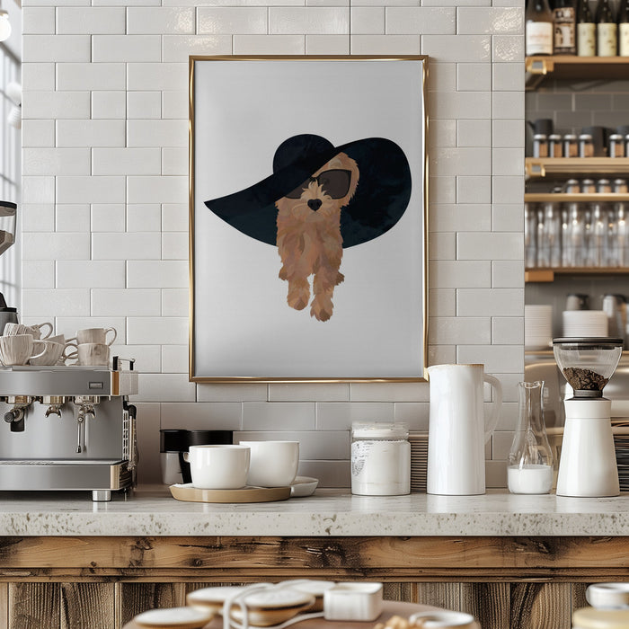 Cockapoo Sun Hat Framed Art Wall Decor