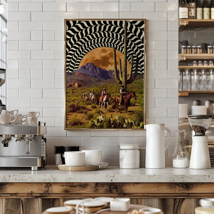 Illusionary Cowboys Framed Art Modern Wall Decor