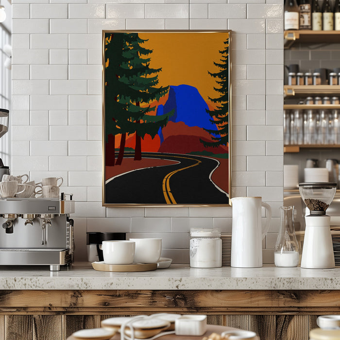 Clacier Road With Half Dome Framed Art Modern Wall Decor