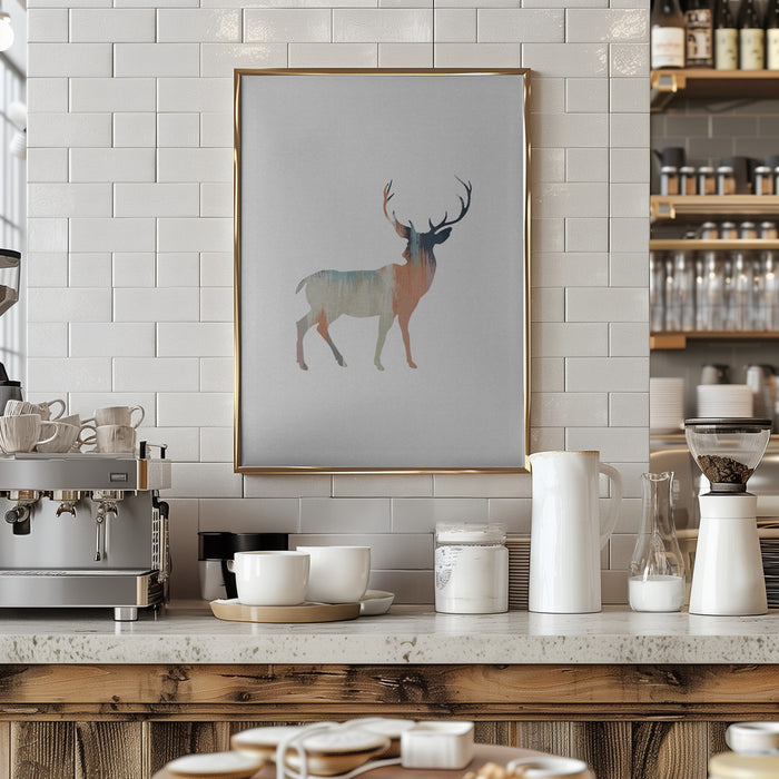 Pastel Deer Framed Art Wall Decor