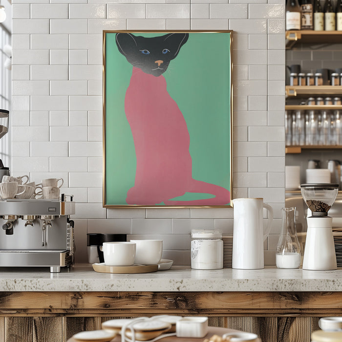 Hippy Cat Framed Art Modern Wall Decor