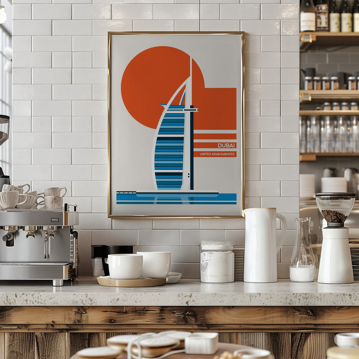 Dubai Burj Al Arab Minimalist Retro Travel Print Framed Art Modern Wall Decor