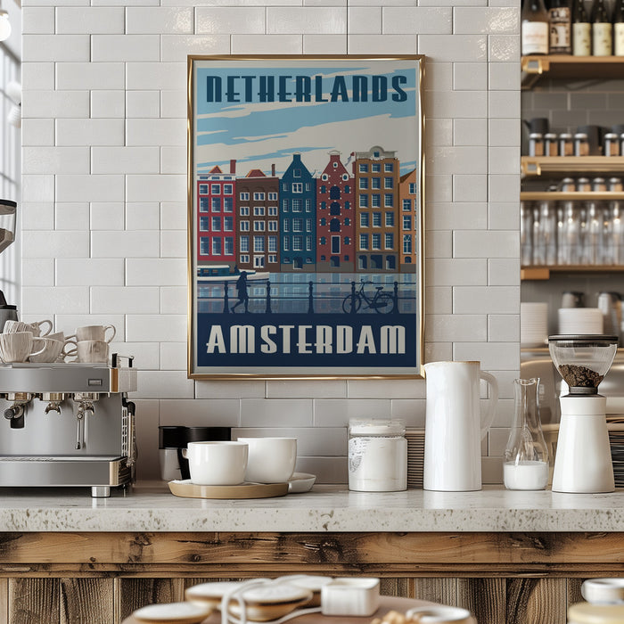 Amsterdam Travel Print Framed Art Modern Wall Decor