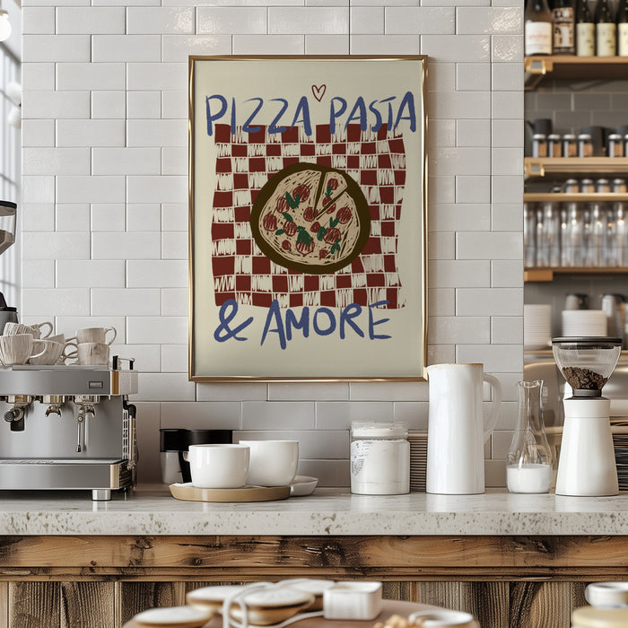 Pizza Pasta &amp; Amore Framed Art Modern Wall Decor