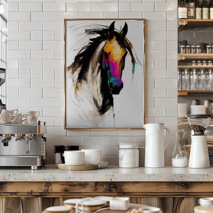 Horse Wild Tribal Illustration Art 01 Framed Art Modern Wall Decor