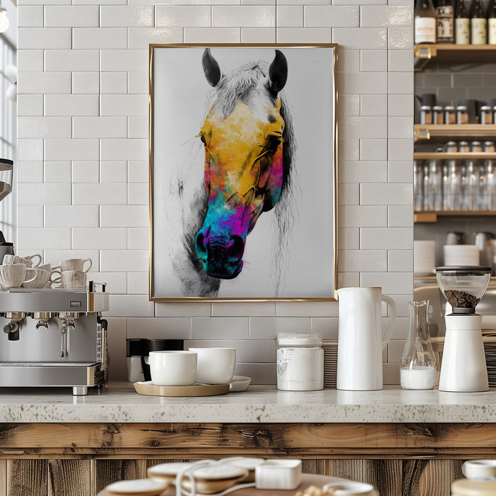 Horse Wild Tribal Illustration Art 08 Framed Art Modern Wall Decor