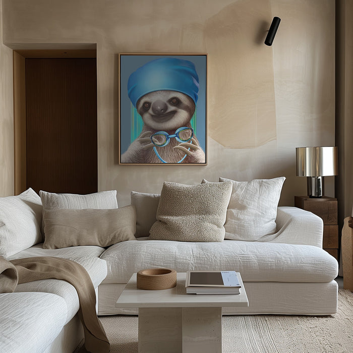SLOTH WITH GOGGLES Framed Art Modern Wall Decor