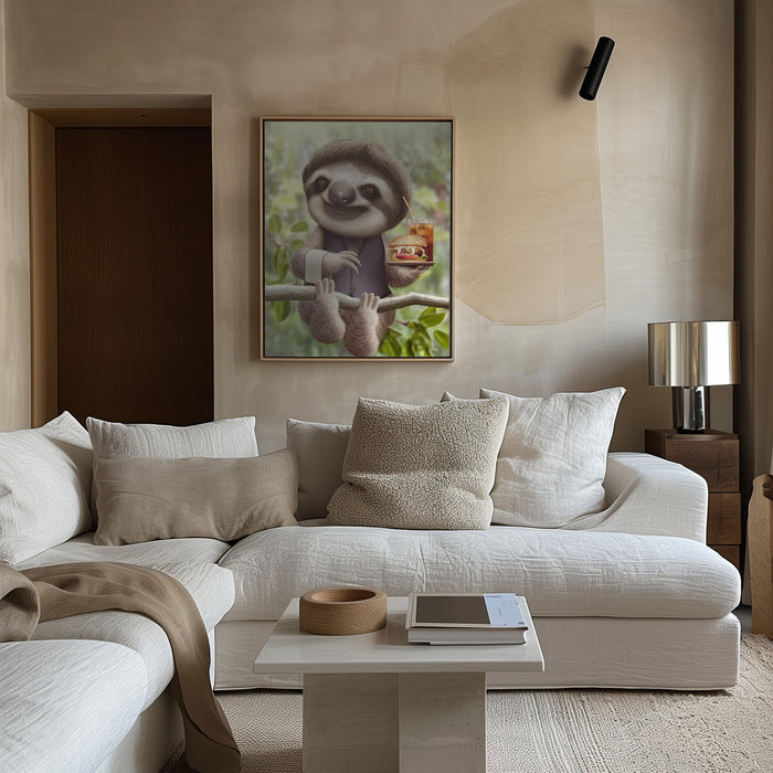 SLOTH ONTREE DELIVERY Framed Art Modern Wall Decor