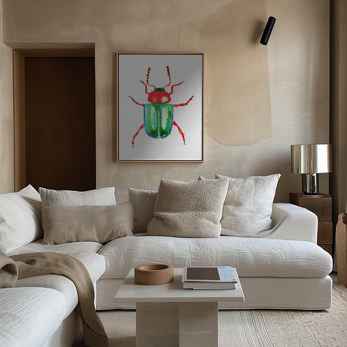 Knotweed beetle or Gastrophysa polygoni Framed Art Modern Wall Decor