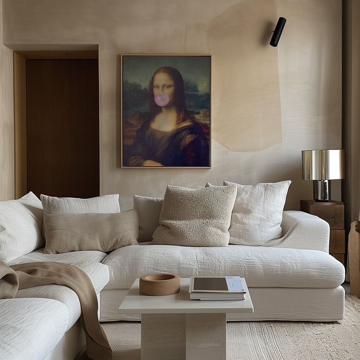 Mona Lisa Bubble Gum Framed Art Modern Wall Decor