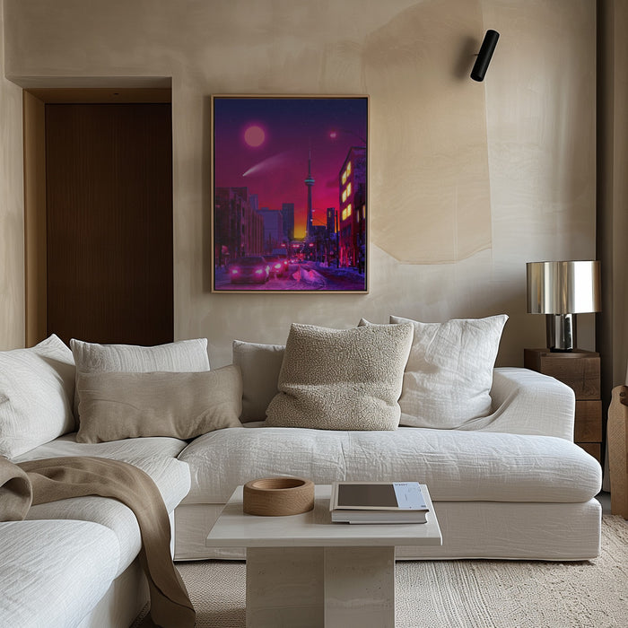 Neon City Framed Art Modern Wall Decor