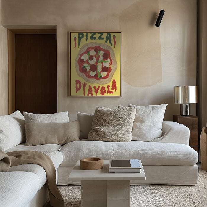 Pizza Diavola Framed Art Modern Wall Decor