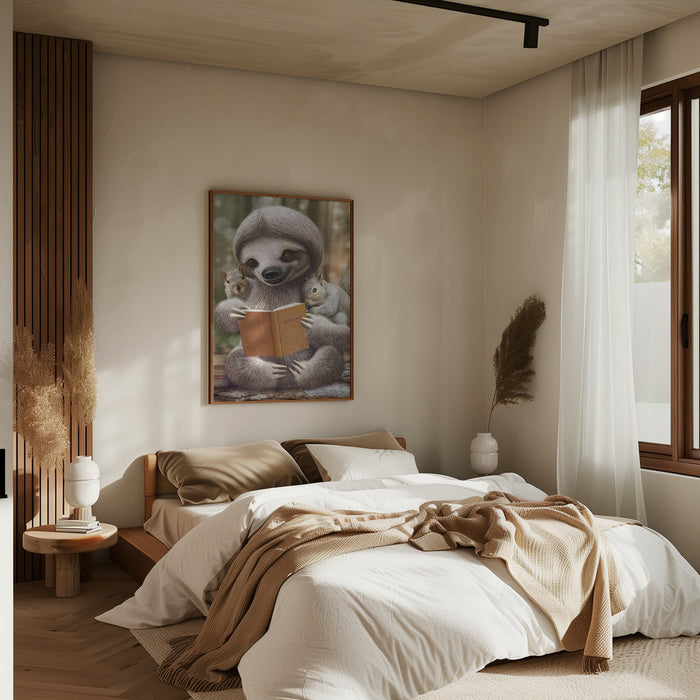 SLOTH SHARING KNOWLEDGE Framed Art Modern Wall Decor