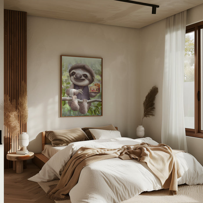 SLOTH ONTREE DELIVERY Framed Art Modern Wall Decor