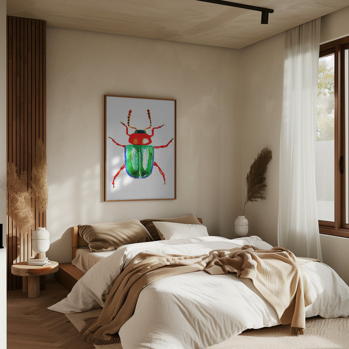 Knotweed beetle or Gastrophysa polygoni Framed Art Modern Wall Decor