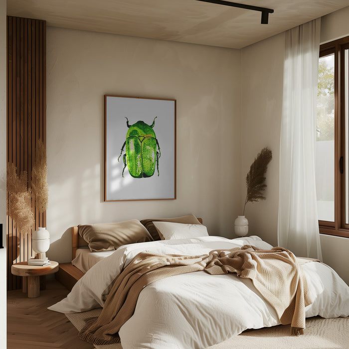 Green June beetle or Cotinis nitida Framed Art Modern Wall Decor