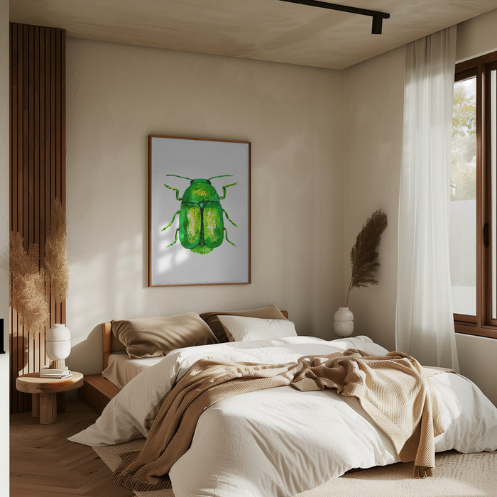 Cylindrical leaf beetle or Cryptocephalus sericeus Framed Art Modern Wall Decor