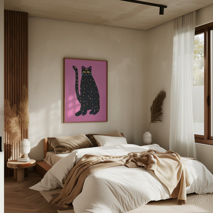 Black cat Framed Art Modern Wall Decor