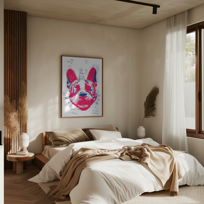 Absurd French Bulldog with a Tree Framed Art Modern Wall Decor