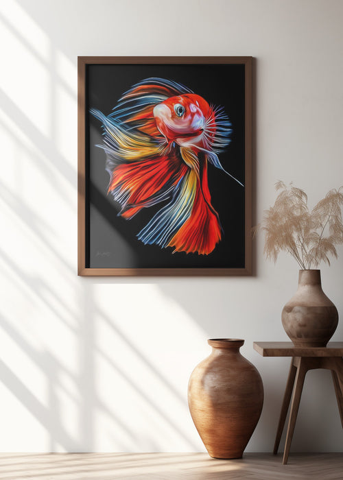 Colorful Fish Framed Art Modern Wall Decor