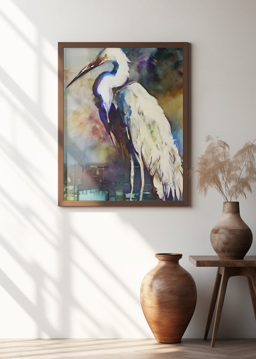 Egret After the Storm Framed Art Wall Decor