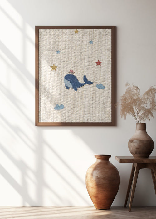 Cute Whale Framed Art Modern Wall Decor