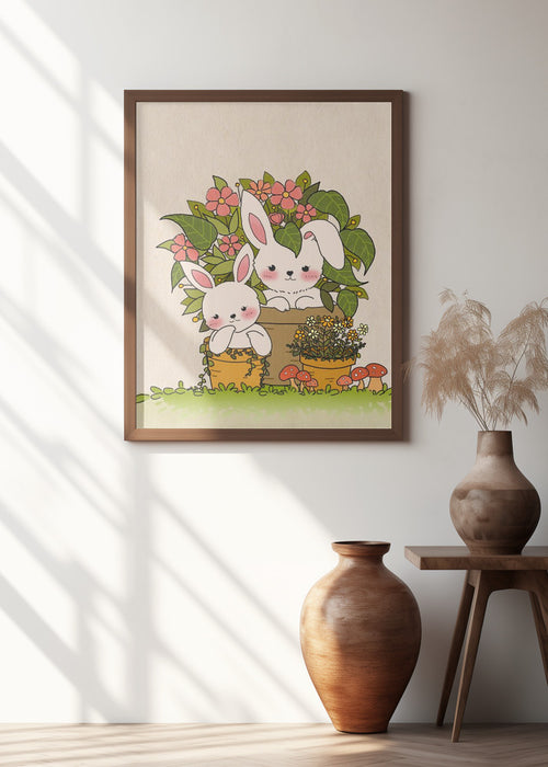 Couple Bunny Framed Art Modern Wall Decor