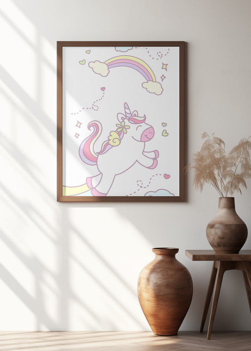 Unicorn and Baby girl Framed Art Modern Wall Decor