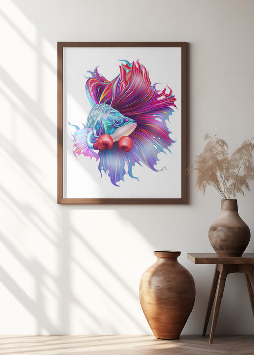 FIGHTHING FISH Framed Art Modern Wall Decor