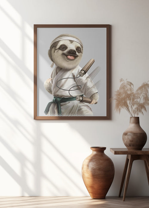 karate sloth Framed Art Modern Wall Decor