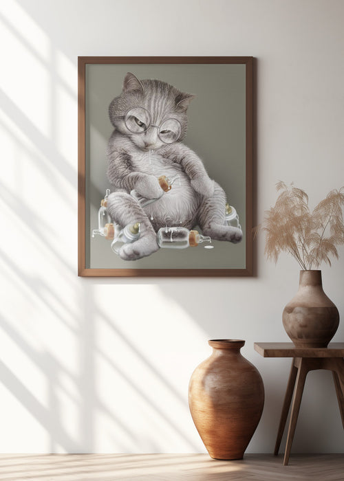 greedy cat Framed Art Wall Decor