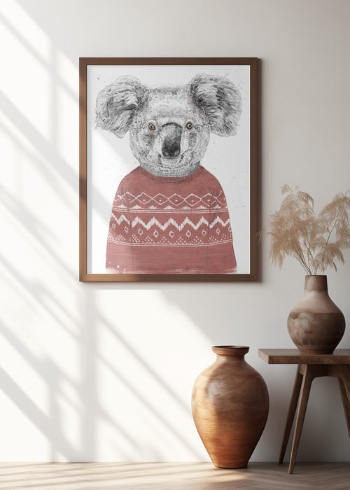 Winter koala (red) Framed Art Modern Wall Decor