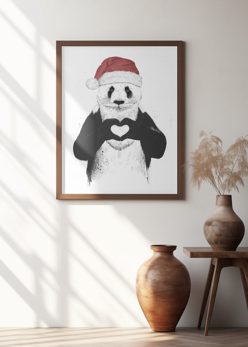Santa panda Framed Art Modern Wall Decor
