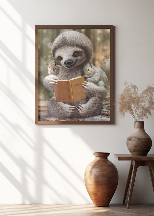 SLOTH SHARING KNOWLEDGE Framed Art Modern Wall Decor