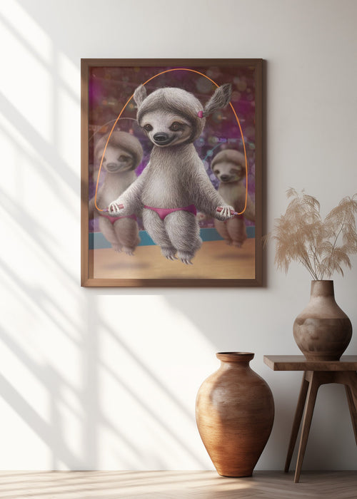 SLOTHS SKIPPING Framed Art Modern Wall Decor