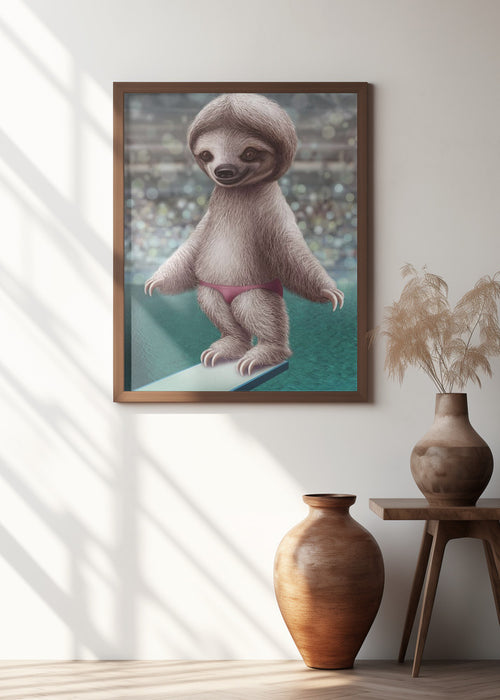 SLOTH THE DIVER Framed Art Modern Wall Decor