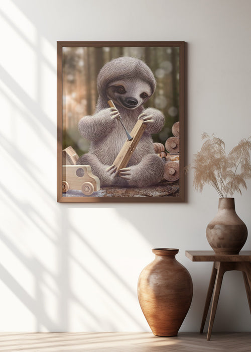 SLOTH THE TOY MAKER Framed Art Modern Wall Decor