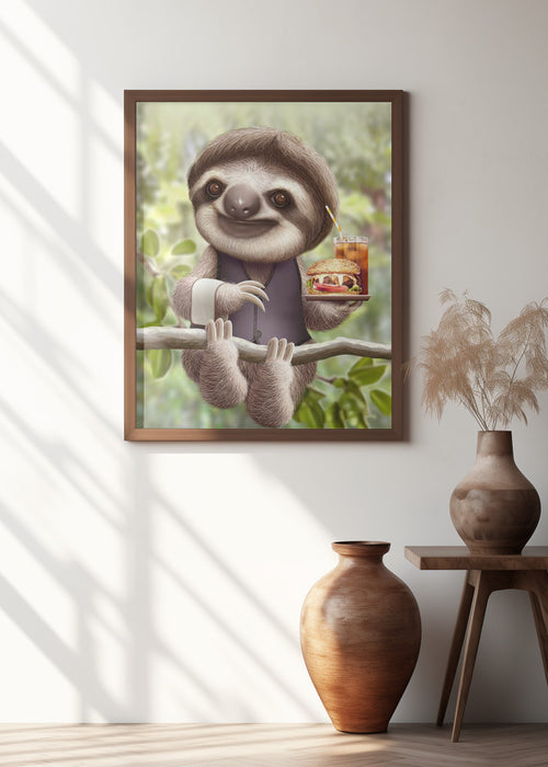 SLOTH ONTREE DELIVERY Framed Art Modern Wall Decor