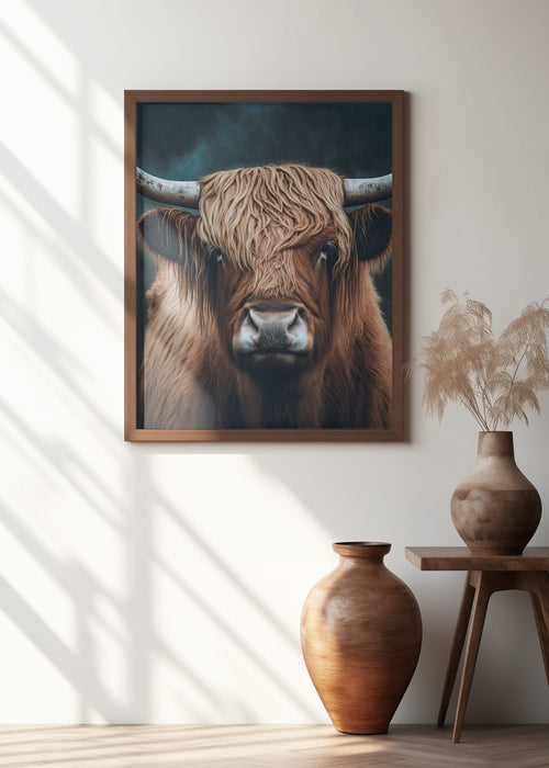 Highland Cow Framed Art Modern Wall Decor