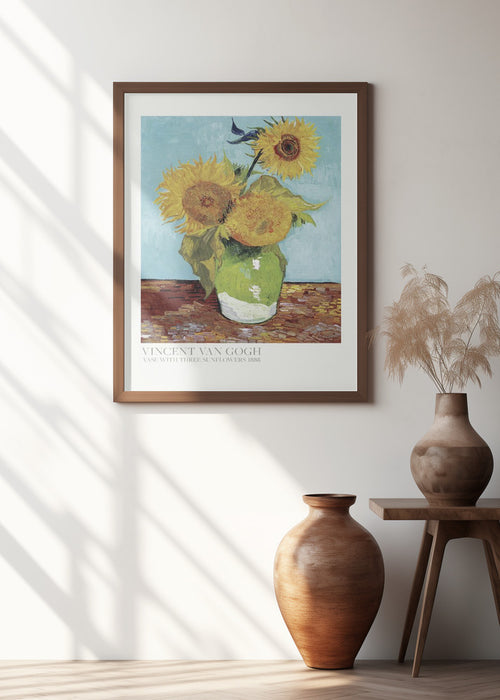 Vase With Three Sunflowers Framed Art Modern Wall Decor